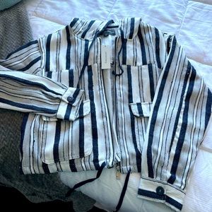 Francesca’s Delah Striped Hooded Jacket - NWT